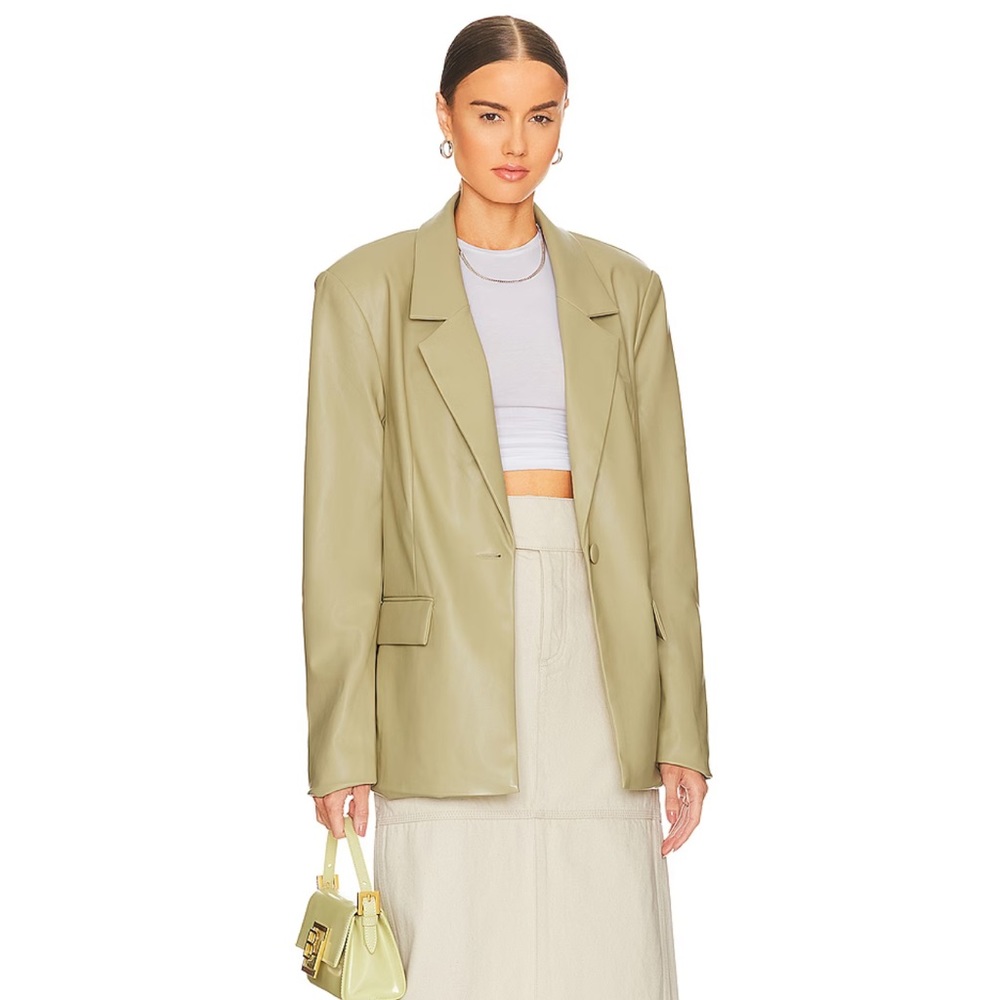 *NWT* WeWoreWhat Vegan Leather Blazer in Oat size M